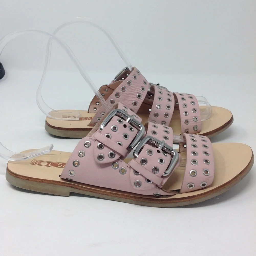 Sol Sana Pink Studded Foster Leather Sandals 36/6 - Picture 6 of 9